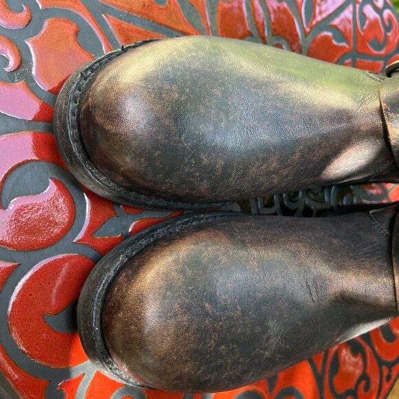 Frye Veronica Bootie Leather Moto Boots Distressed Brown - Picture 7 of 11